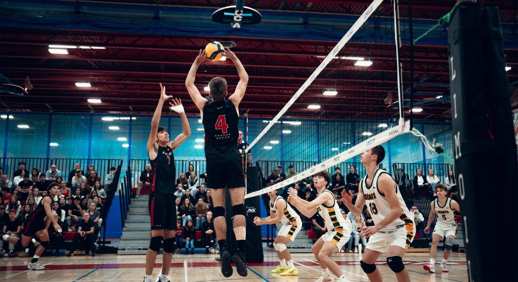 Joueur de volleyball en action.